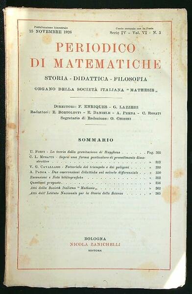 Periodico di matematiche n. 5/novembre 1926