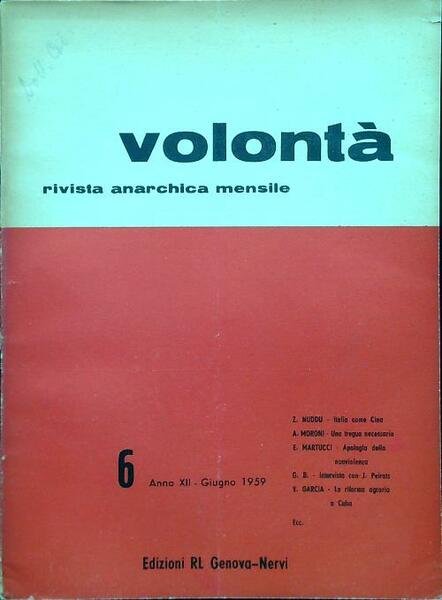 Volonta' - Anno XII n. 6/Giugno 1959 | Immagine principale