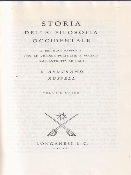 Storia della filosofia occidentale Volume unico