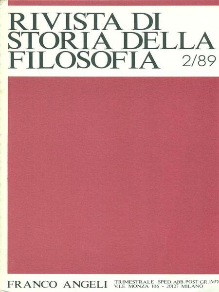 Rivista di storia della filosofia 2/89