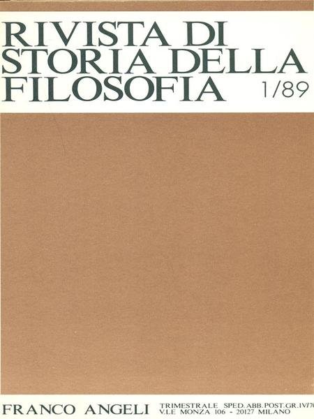 Rivista di storia della filosofia 1/89