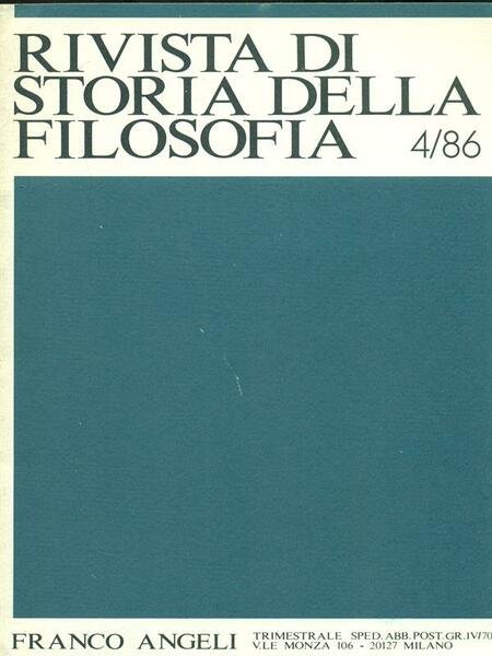 Rivista di storia della filosofia  4/86