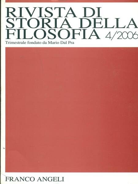 Rivista di storia della filosofia 4/2006