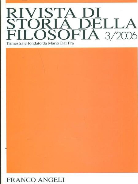 Rivista di storia della filosofia 3/2006