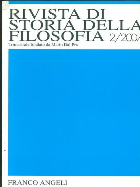 Rivista di storia della filosofia 2/2007
