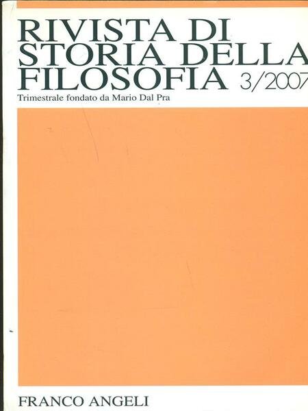 Rivista di storia della filosofia 3/2007