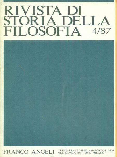 Rivista di storia della filosofia 4/87