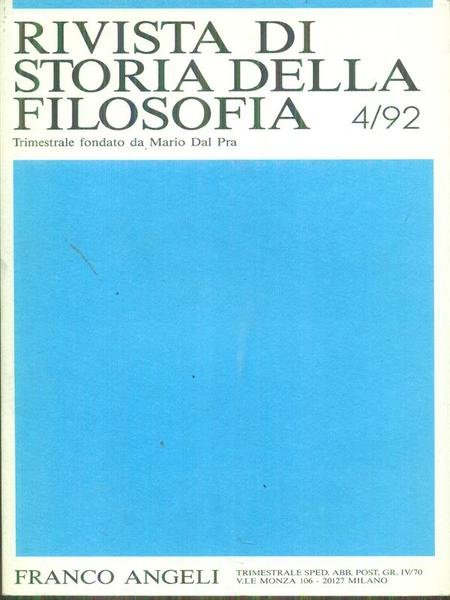 Rivista di storia della filosofia 4/92