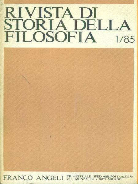 Rivista di storia della filosofia 1/85