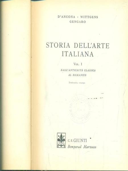 Storia dell'arte italiana. Volume I