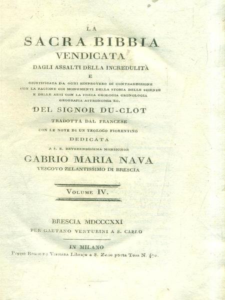 La Sacra Bibbia vendicata. Volume IV