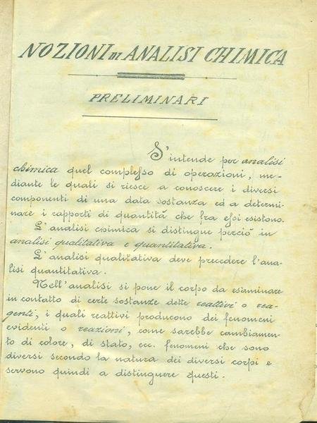 Nozioni di Analisi Chimica