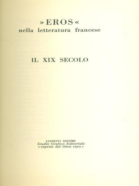 Eros nella letteratura francese Il XIX secolo