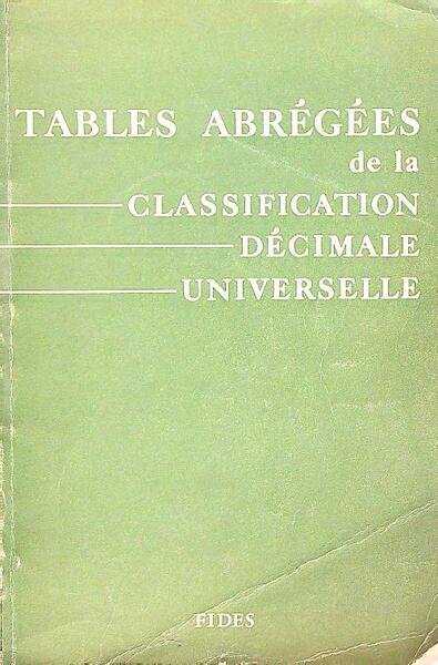 Tables Abregees de la classification decimale universelle