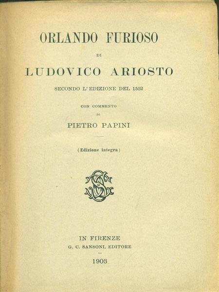 Orlando Furioso Commento di Pietro Papini