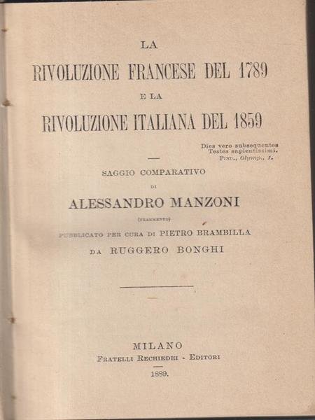 La rivoluzione francese del 1789 e la rivoluzione italiana del 1859
