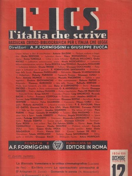 L'ICS. L'italia che scrive n. 12 dicembre 1934