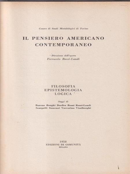 Il pensiero americano contemporaneo