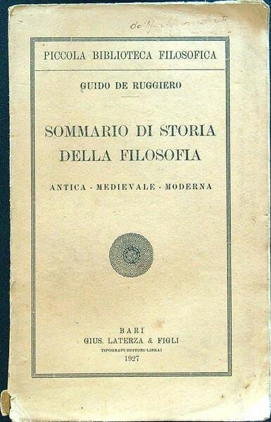 Sommario di storia della filosofia Antica-Medievale-Moderna