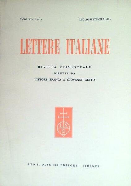 Lettere italiane - Anno XXV - N. 3 - Luglio … | Immagine principale