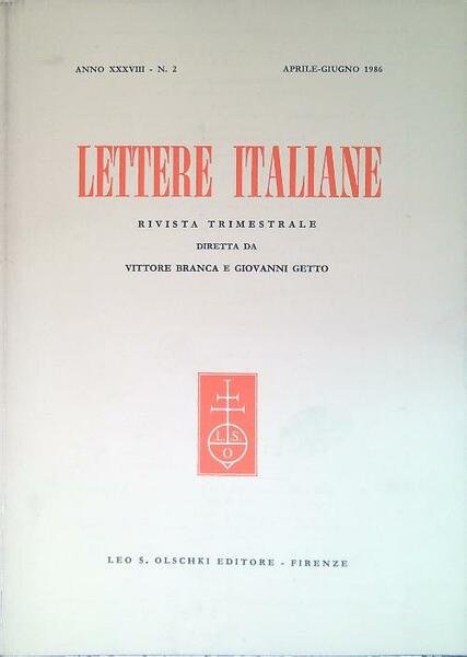 Lettere italiane - Anno XXXVIII - N. 2 - Aprile …