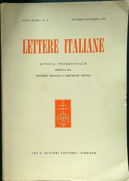 Lettere italiane - Anno XXVIII - N. 4 - ottobre-dicembre …