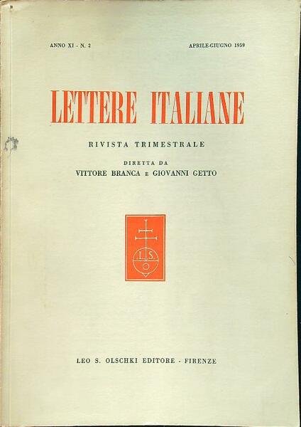 Lettere italiane - Anno XI - N. 2 - aprile-giugno …