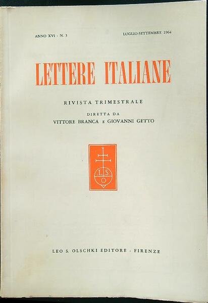 Lettere italiane - Anno XVI - N. 3 - luglio-settembre …