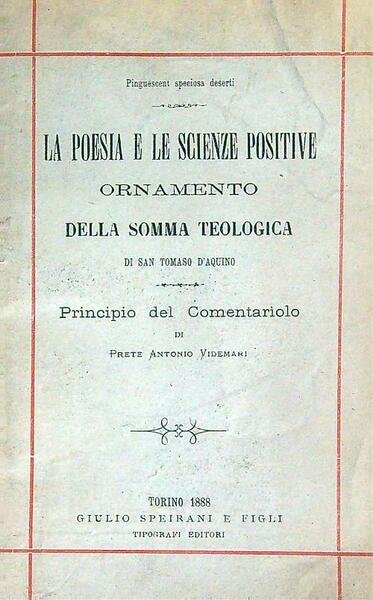 La poesia e le scienze positive ornamento della somma teologica