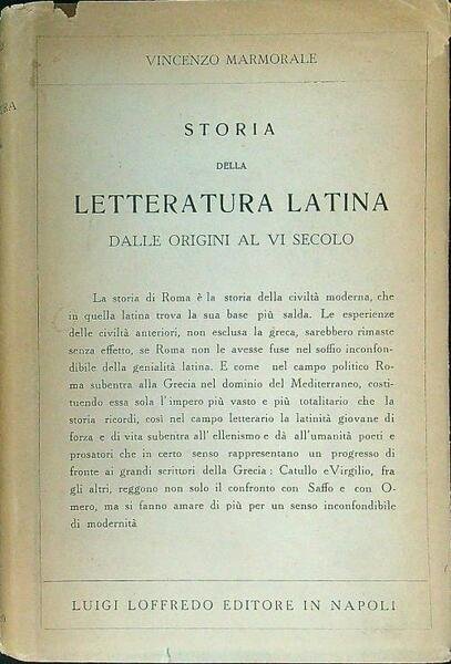 Storia della letteratura latina dalle origini al VI secolo