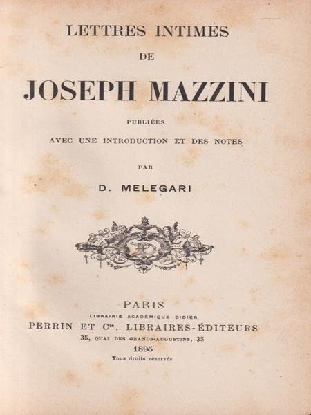 Lettres intimes de Joseph Mazzini
