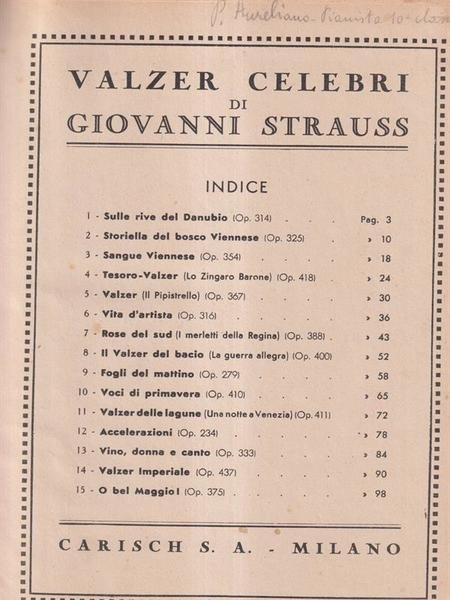 Valzer Celebri di Giovanni Strauss