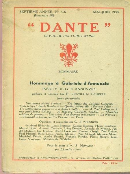 Dante Revue de culture latine n. 5-6/mai-juin 1938