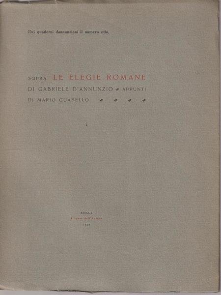 Sopra le elegie romane di Gabriele D'Annunzio