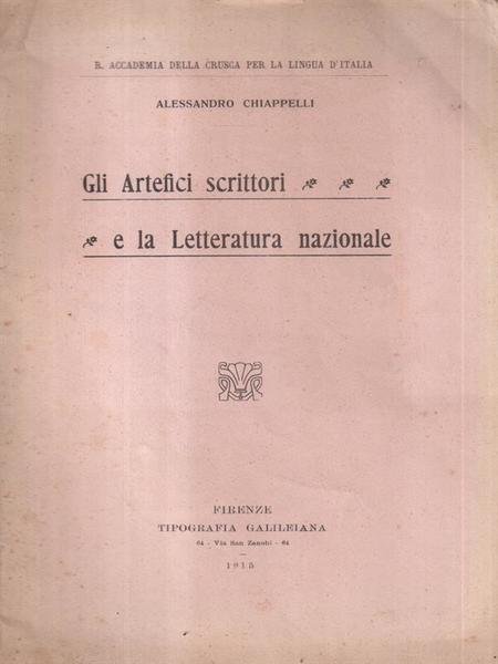 Gli artefici scrittori e la letteratura nazionale