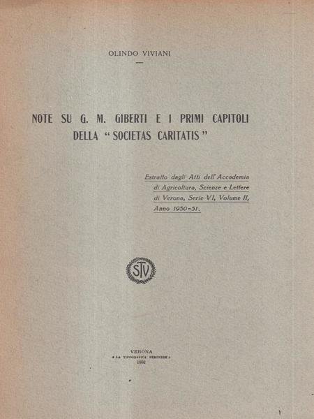 Note su G.M. Giberti e i primi capitoli della societas …