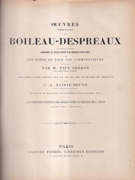 Oeuvres completes de Boileau-Despreaux
