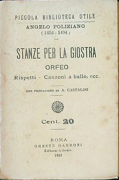Stanze per la giostra - Orfeo - Rispetti - Canzoni … | Immagine principale