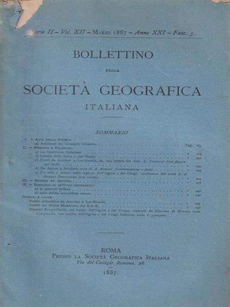 Bollettino della societa' geografica italiana Vol XII/Marzo 1887-Anno XXI-Fasc 3