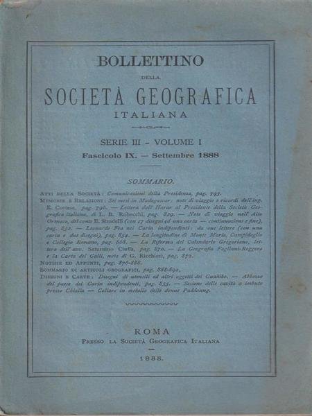 Bollettino della societa' geografica italiana Serie III- Vol I/Fasc IX- …