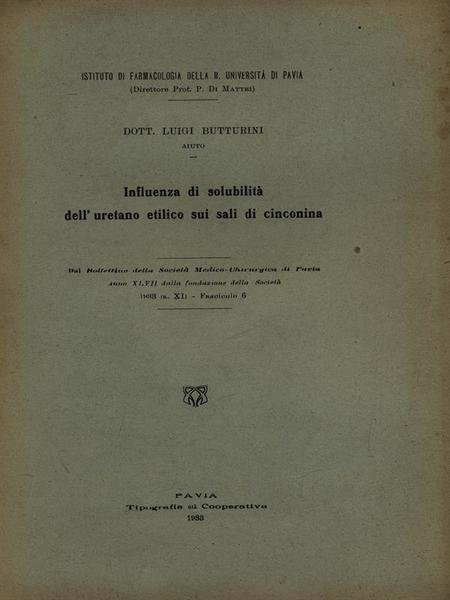 Influenza di solubilita' dell'uretano etilico sui sali di cinconina - …