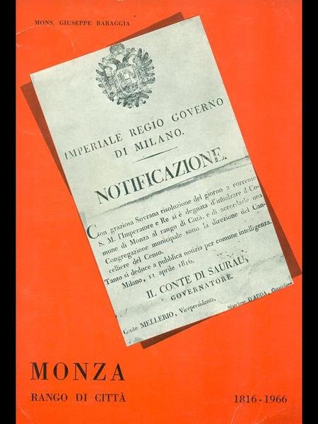 Monza, rango di citta' 1816-1966