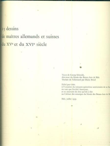 15 dessins de maitres allemands et suisses du XV et …