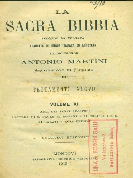 La Sacra Bibbia. Volume XI