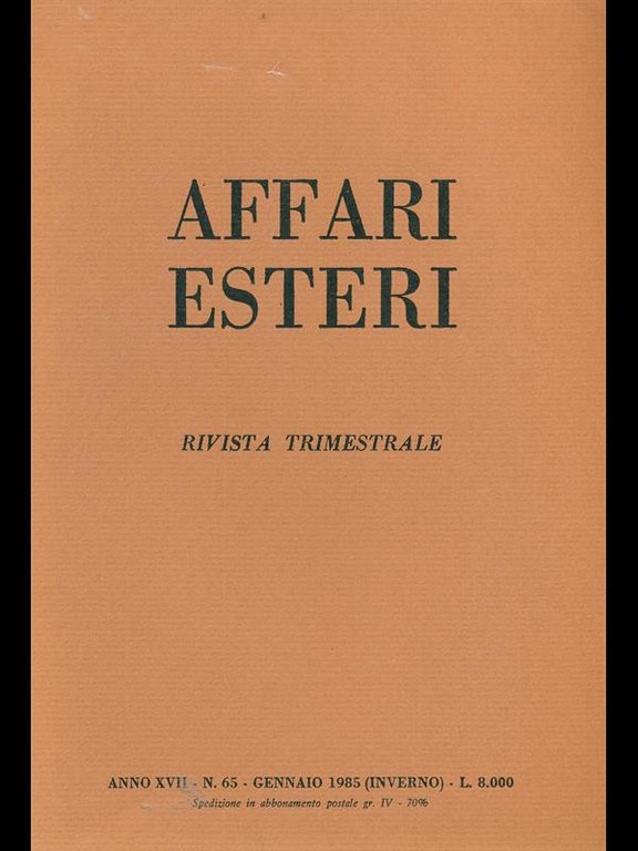 Affari esteri n. 65 - Gennaio 1985 | Immagine Gallery 2