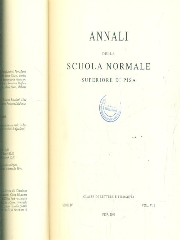 Annali della scuola normale superiore di Pisa. Serie IV - …