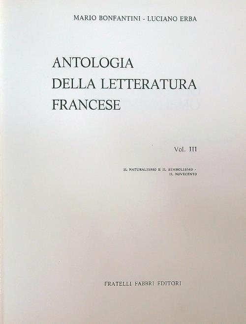 Antologia della letteratura francese vol III