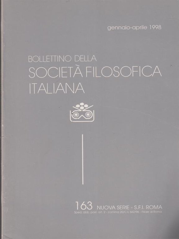 Bollettino della societa' filosofica italiana 163/gennaio-aprile 1998