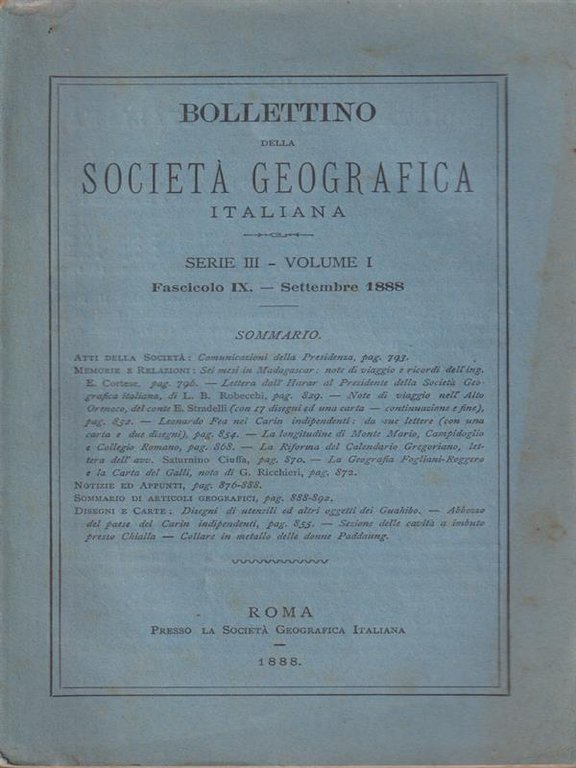 Bollettino della societa' geografica italiana Serie III- Vol I/Fasc IX- …