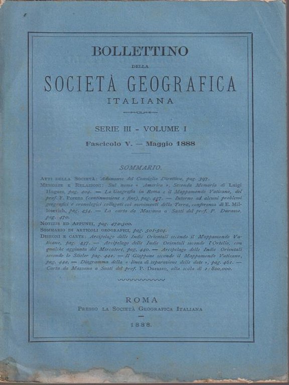 Bollettino della societa' geografica italiana Serie III/Volume I- Fasc V-Maggio …